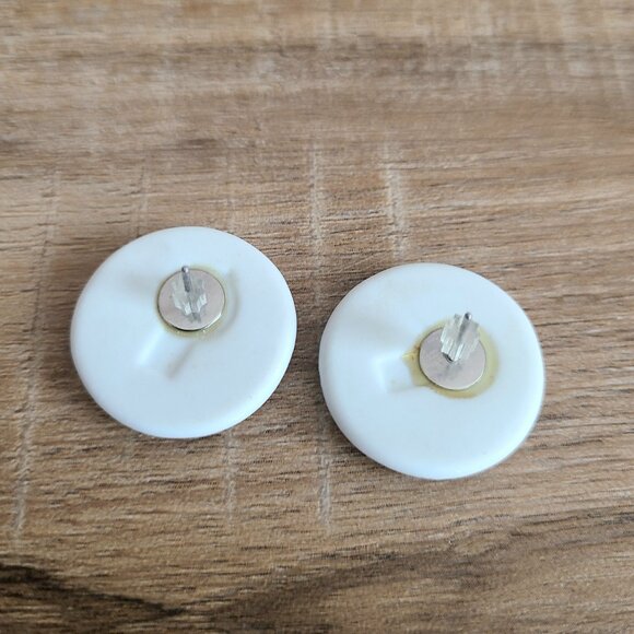 Vintage porcelain floral round design earrings. - Picture 4 of 4